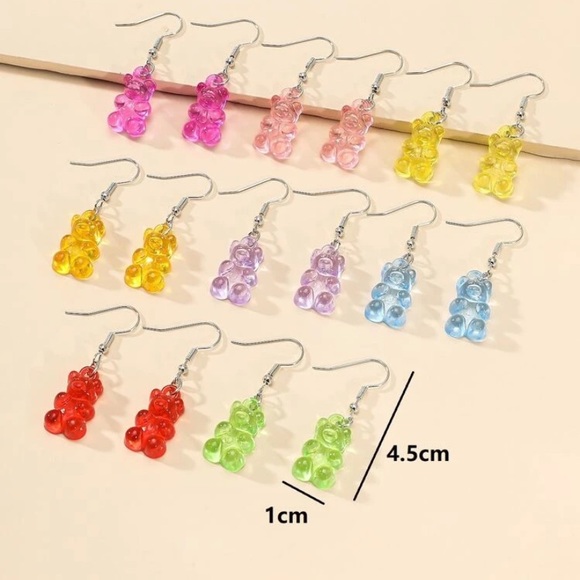 $15 for 3 pairs Transparent gummy bear earrings handmade new - Picture 4 of 4